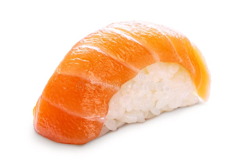 Single fresh salmon sushi stock image. Image of seafood 232076425