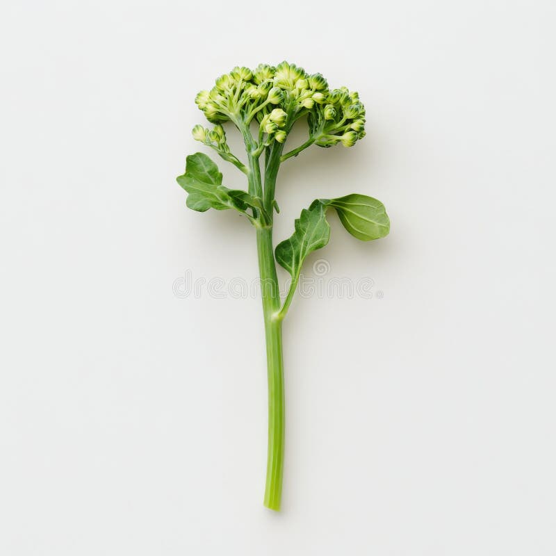 A single green broccoli floret, isolated on a white background, highlighting a nutritious vegetable royalty free stock image