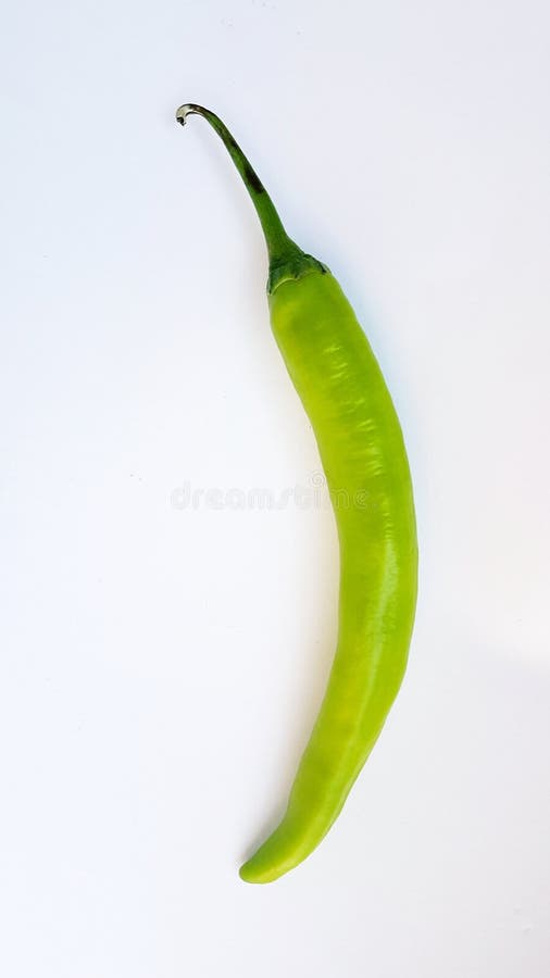 Single Green Chilli With White Background Stock Photo - Image of orange,  food: 183233332
