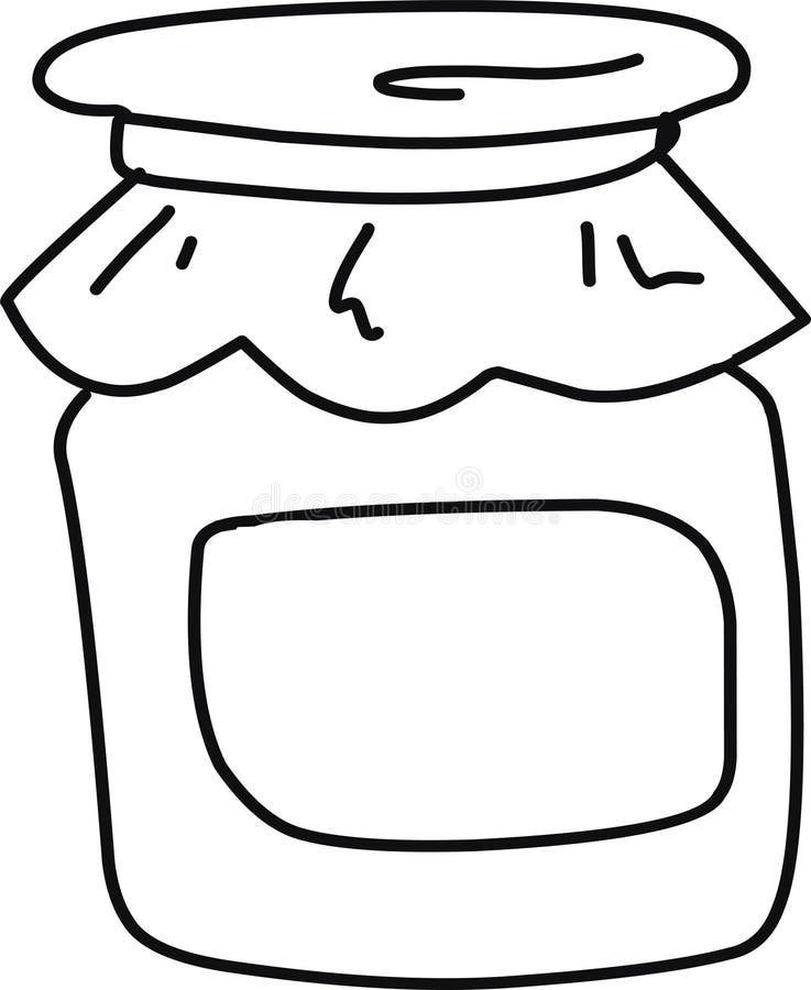Single Hand Drawn Element Jar with Jam. Isolated Doodle Vector