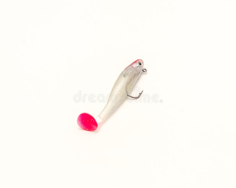 Single Jig Head Shad Soft Fishing Lure with Hook and Paddle Tail Swimbaits  Isolated on White Background Stock Photo - Image of minnow, weight:  244814038