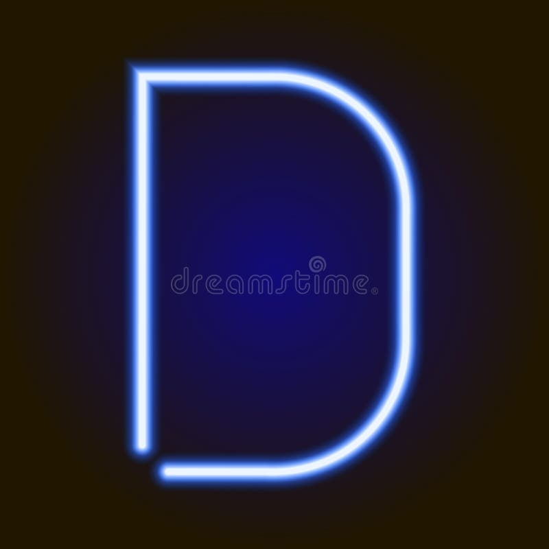 Single Light Blue Neon Letter D Illustration Stock Illustration ...