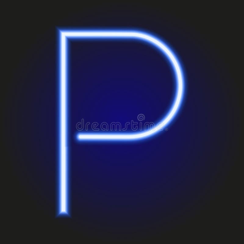Single Light Blue Neon Letter P Vector Illustration Stock Vector Illustration of font, effect