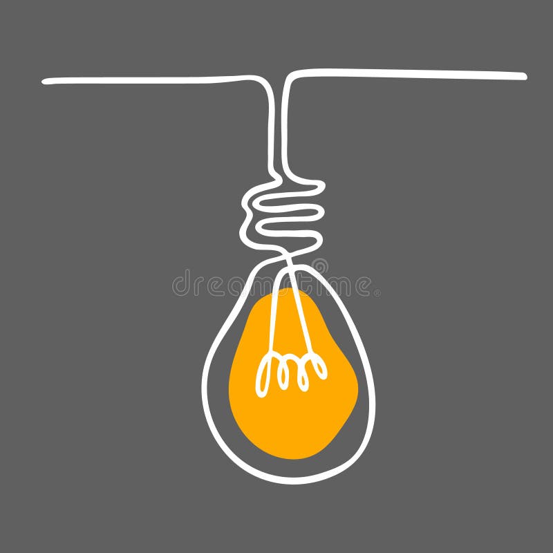 Single light bulb drawn with continuous line royalty free illustration
