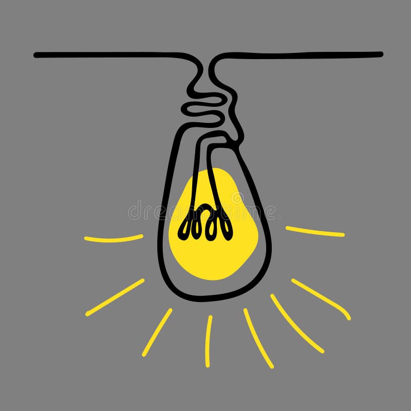 Single light bulb drawn with continuous line vector illustration