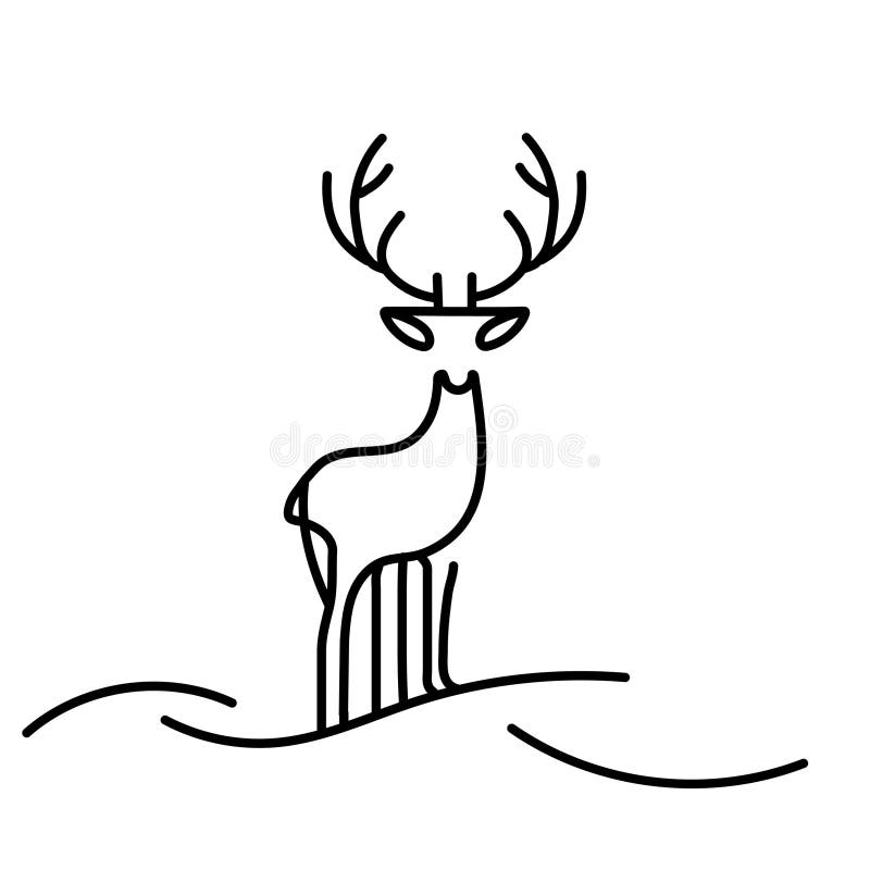 Silueta cerbului cu o singură linie. stil minimalist. ilustrare vectorială royalty free illustration