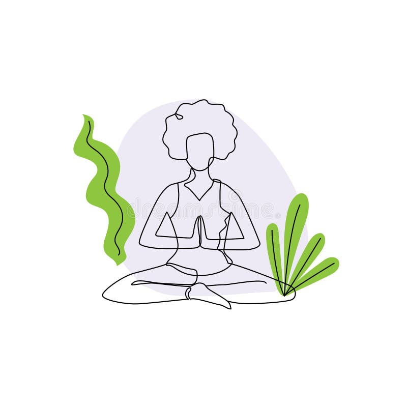 Contour of woman in yoga pose on the colour background. Vector