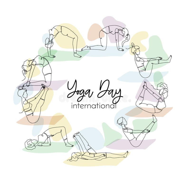 Free Vector | Hand draw international yoga day women yoga pose watercolor  background