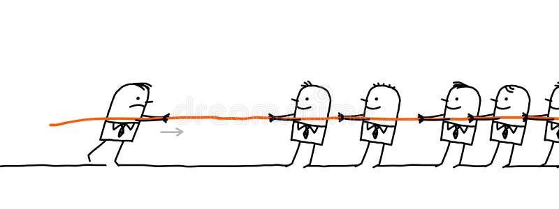 Single man fighting against a group royalty free illustration