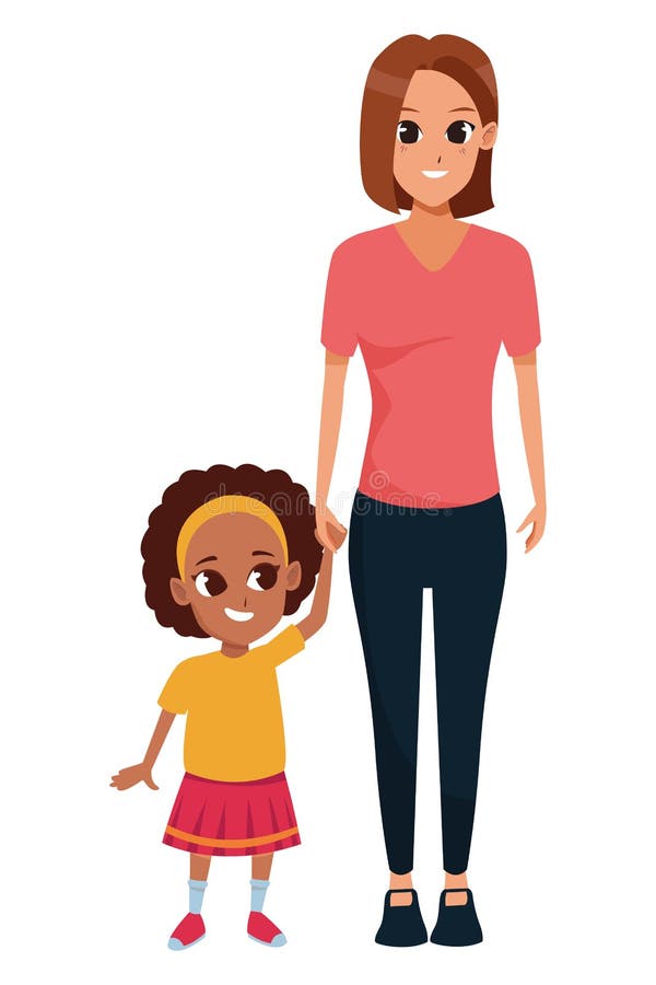 Single Mother with Children Cartoon Stock Vector - Illustration of avatar,  beautiful: 152947633