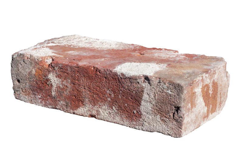 Single old red brick isolated on white background. Single old red brick isolated on white background