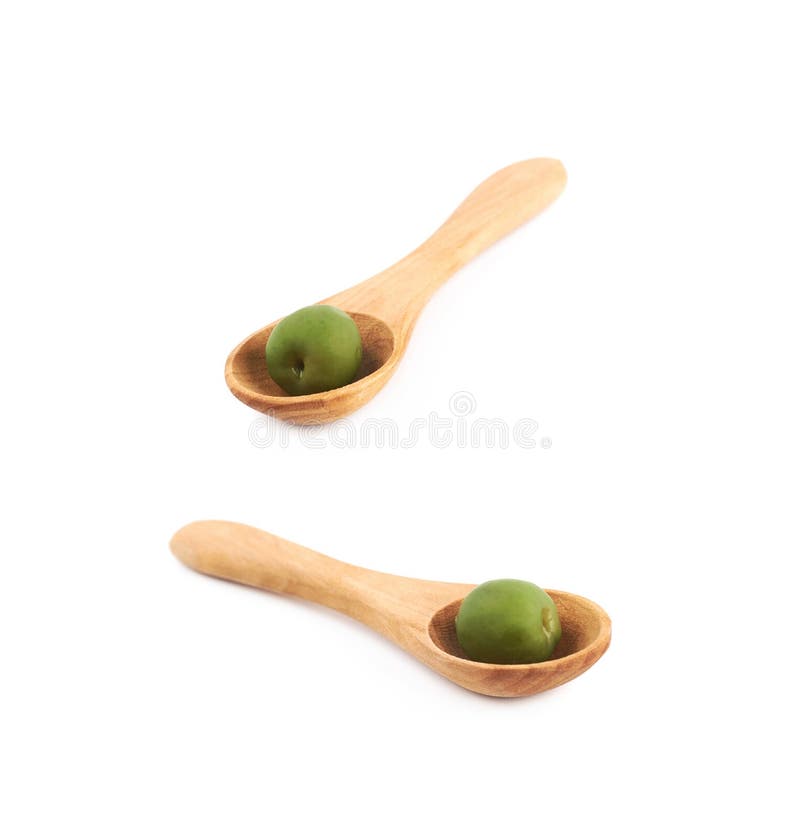 Single Olive in a Wooden Spoon Stock Image Image of ripe, plant 93096113