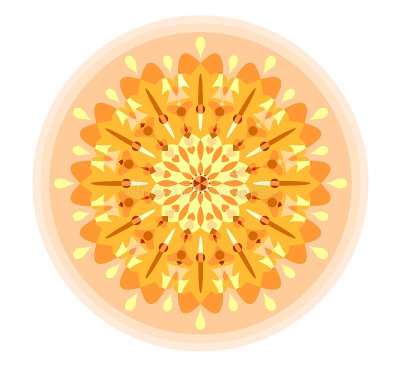Single orange mandala stock illustration