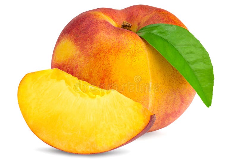 Single Peach Fruit Isolated on White Background Stock Image Image of