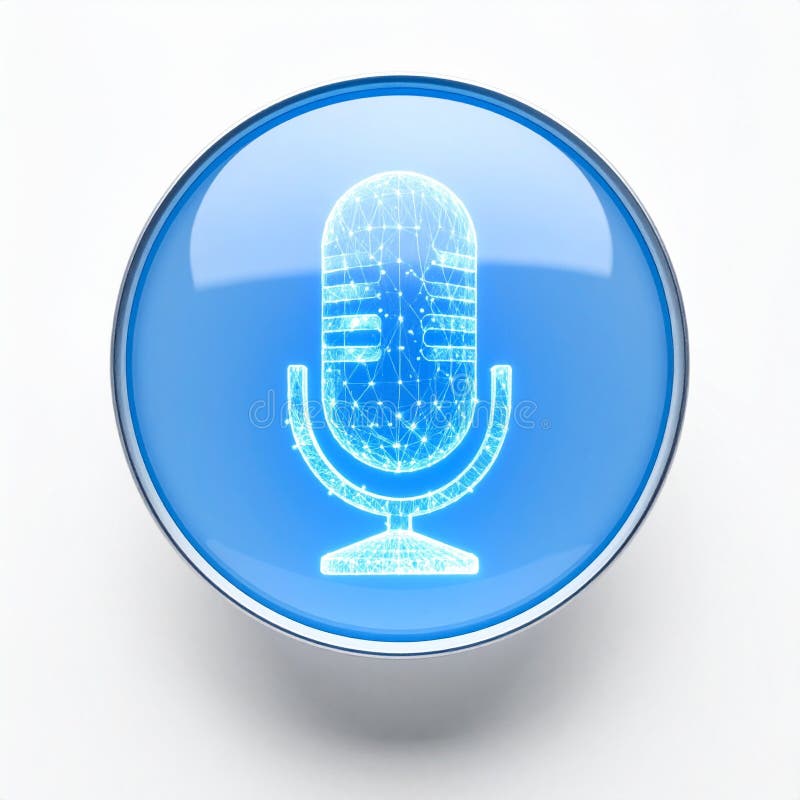 Digital Voice Command Microphone Button royalty free illustration