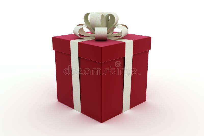 Single red gift box with white bow