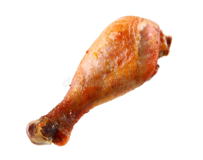 Roasted chicken leg isolated on white