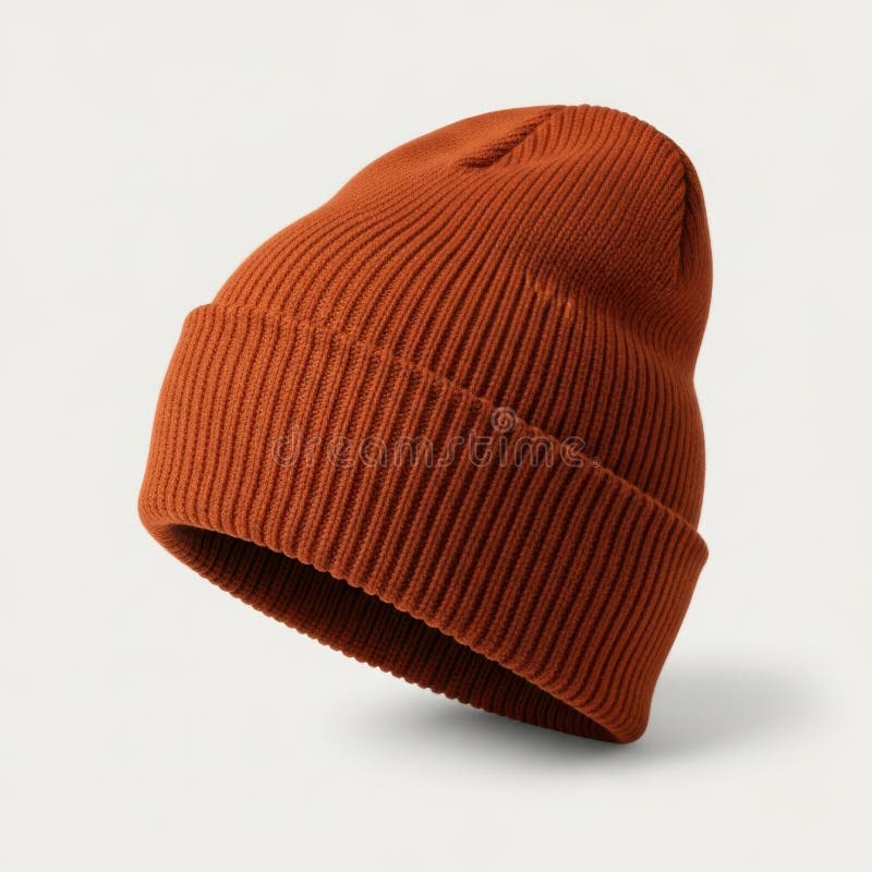 Single rust knitted beanie stock illustration