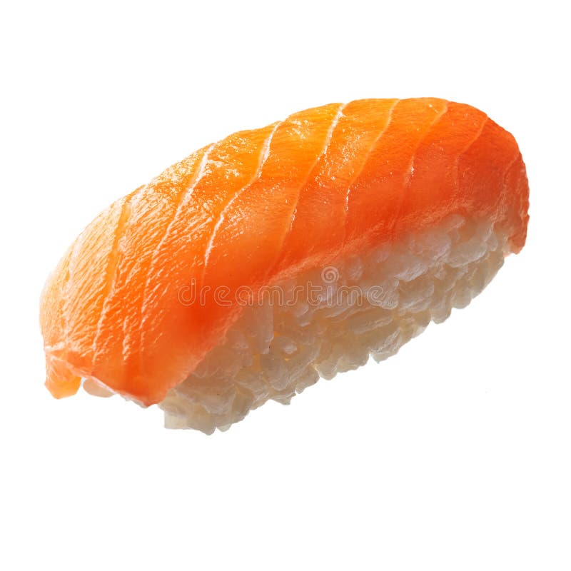 Single Salmon Nigiri Sushi Isolated on White Background Stock Photo ...