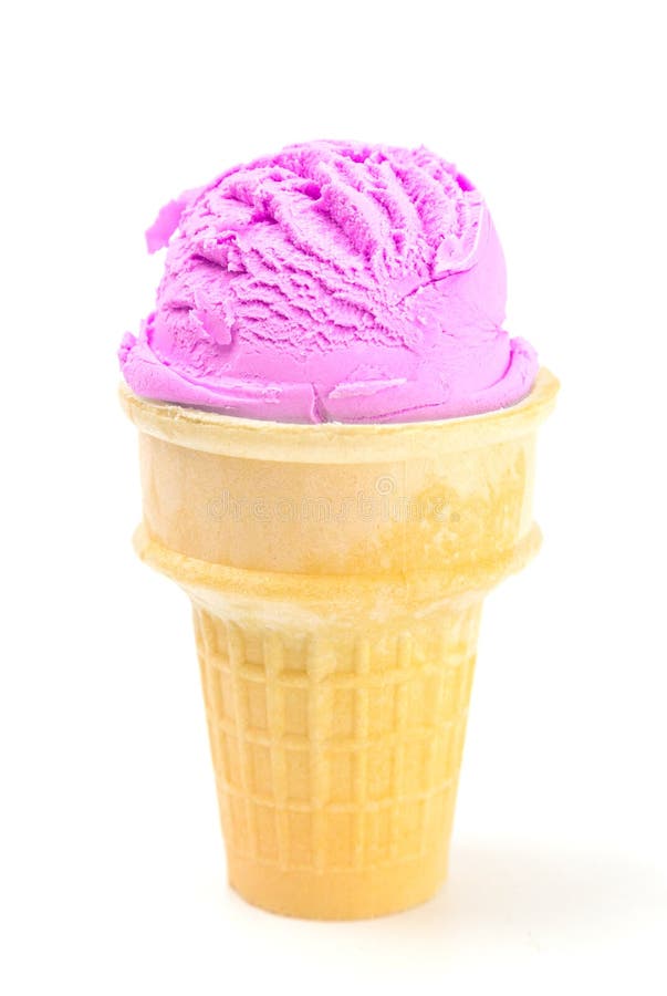 Single Scoop of Pink Ice Cream in a Cone Stock Image Image of dairy