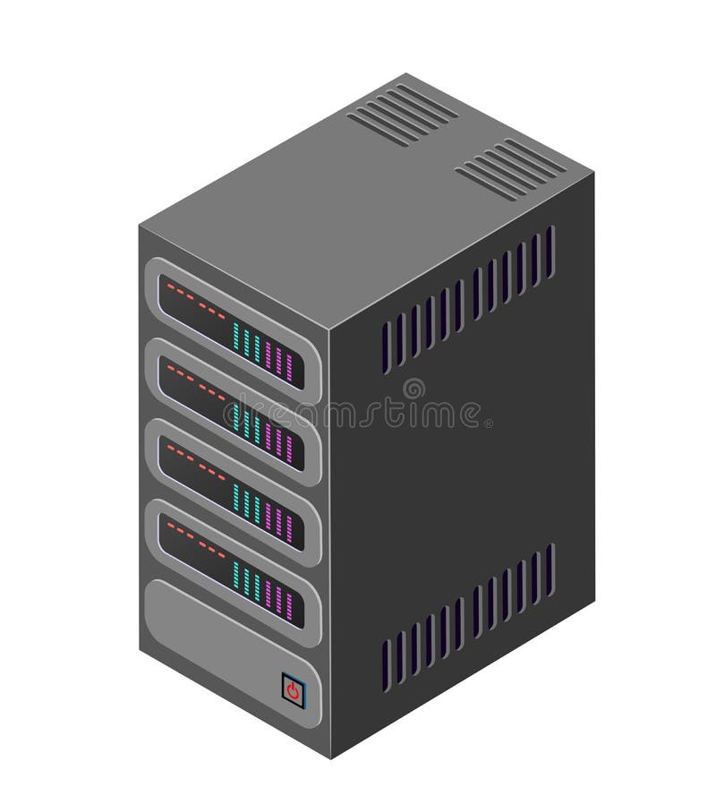 Single Server Network Technology of Connection Data Center Stock Vector