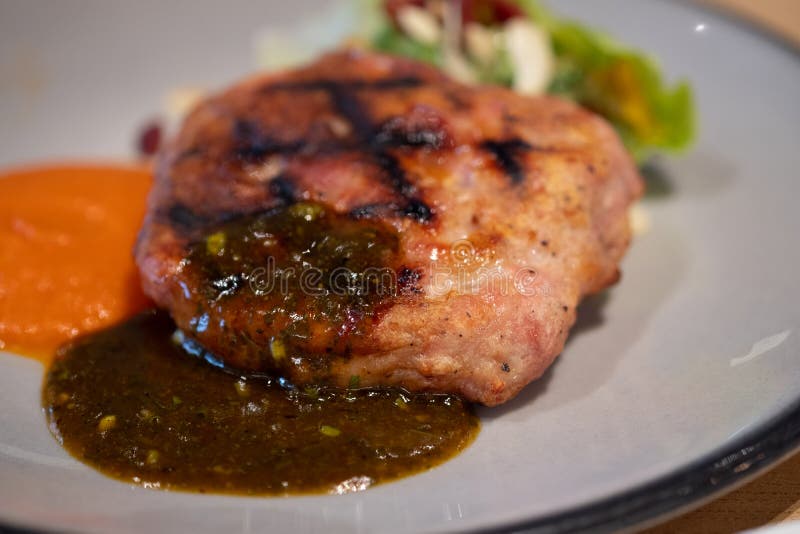 Single Steak Grilled Hamburger Patty Stock Image Image of fast, food