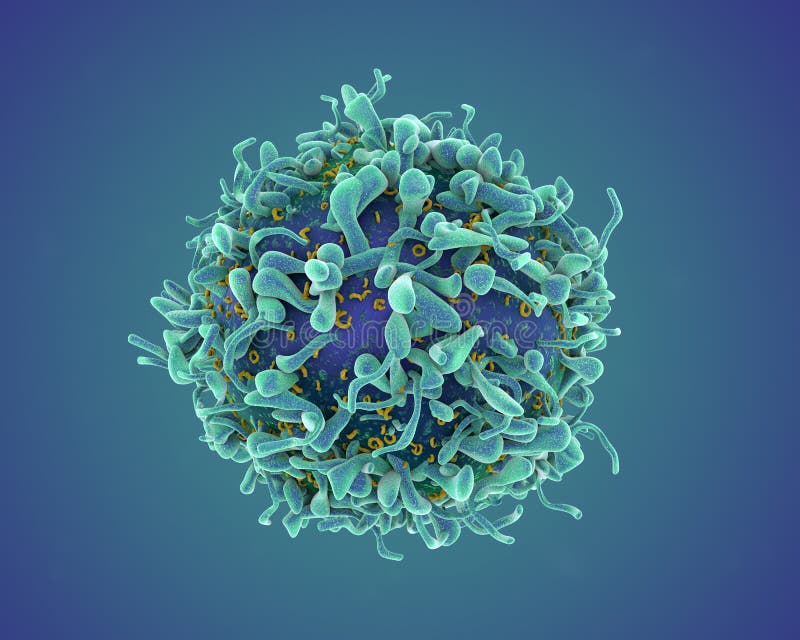 Jeden T-buněk na modrém pozadí.