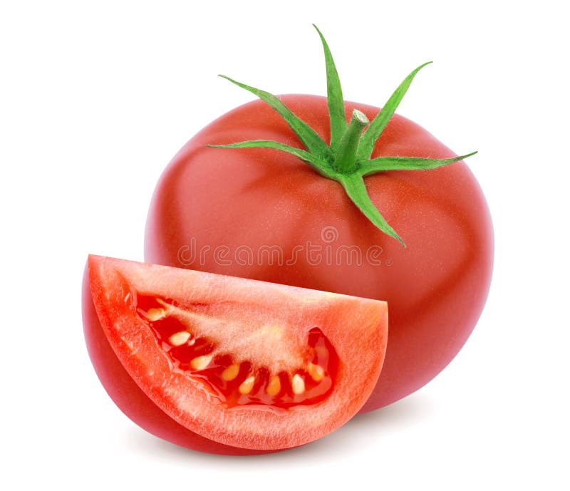 Single tomato isolated on white background