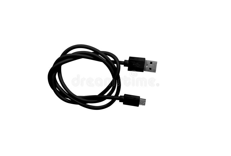 USB Micro Cable Isolated on Yellow Background Stock Image Image of