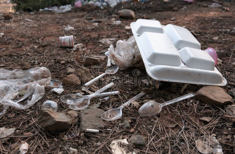 Singleuse Plastics in Nature Stock Image Image of boxes, takeaways