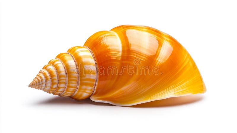 Vibrant orange seashell with intricate patterns isolated on white background stock illustration