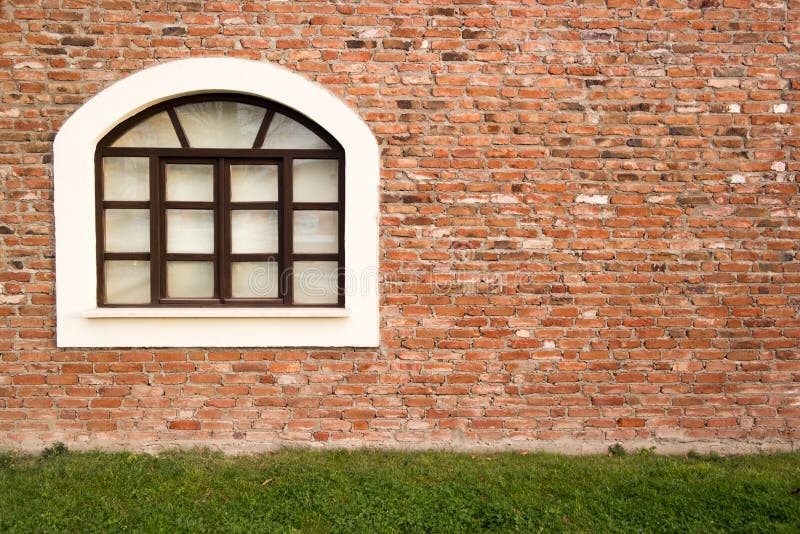 Single Window In A Brick Wall Stock Photo - Image of senior, grass