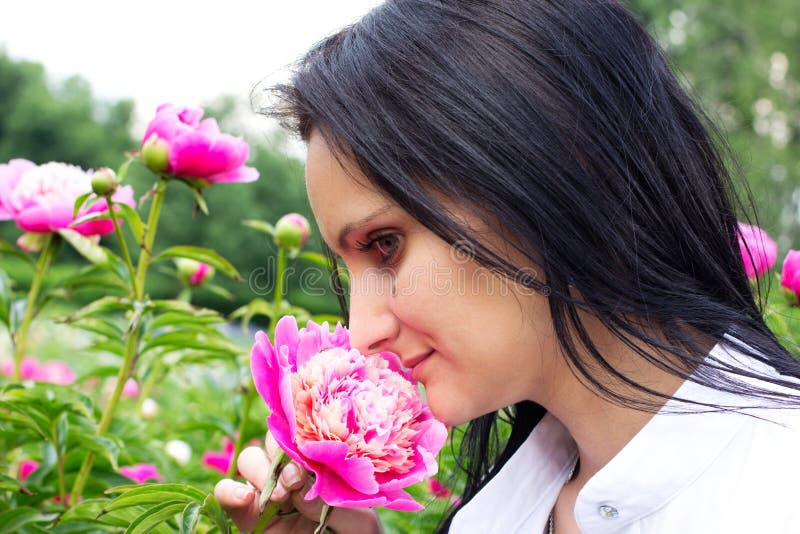 Single woman with flower