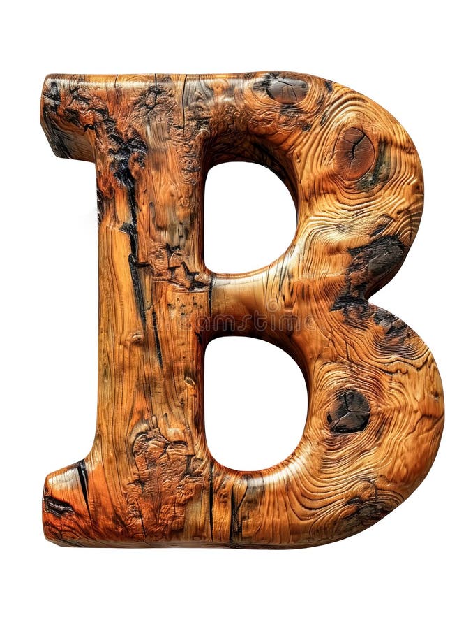 Single Wooden B Letter Isolated on the White Background. Stock Image ...