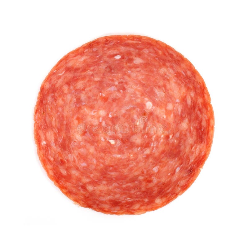 Singola Fetta Di Salame Duro Fotografia Stock Immagine di salame