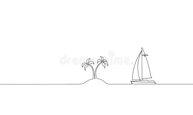Singola una linea continua vacanza di viaggio dell'oceano di arte Palma di lusso dell'isola dell'isola di festa di viaggio del ma royalty illustrazione gratis Singola una linea continua vacanza di viaggio dell'oceano di arte Palma di lusso dell'isola dell'isola di festa di viaggio del ma royalty illustrazione gratis