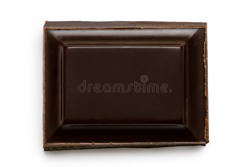 Singolo quadrato di cioccolato fondente isolato su bianco da sopra immagini stock libere da diritti Singolo quadrato di cioccolato fondente isolato su bianco da sopra immagini stock libere da diritti
