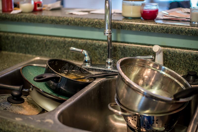 Dirty dishes in the sink stock image. Image of kitchen - 13287809