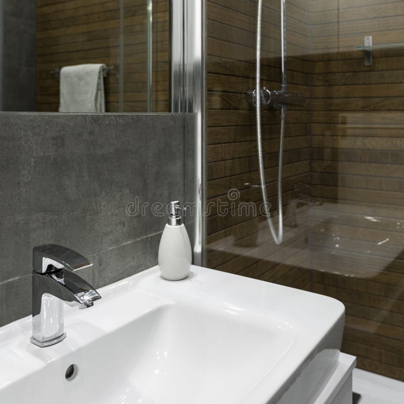 Sink and shower stock photo. Image of modern, sanitary 72928576