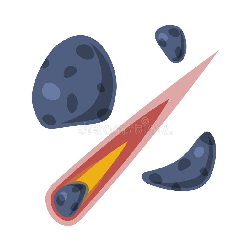 Sinkende Artvektorillustration der Meteorasteroiden oder -kometen flache auf weißem Hintergrund lizenzfreie abbildung