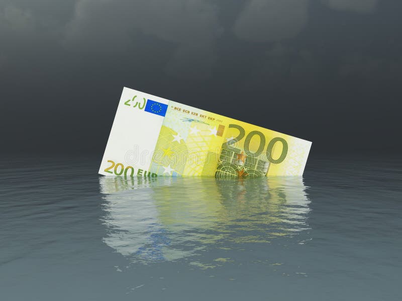 Sinking Euro Banknotes