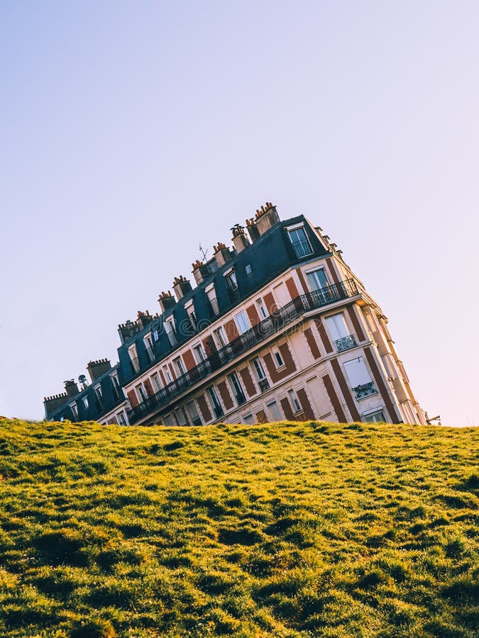 Sinking House Located in the Montmartre District of Paris, France Stock