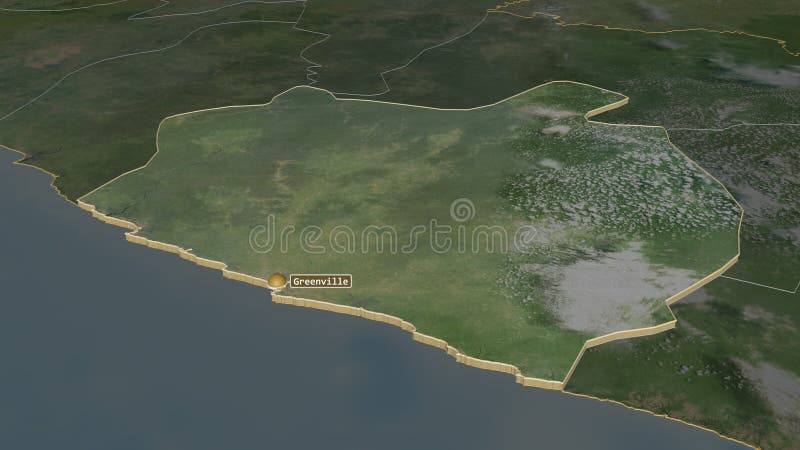 Sinoe liberia εξώθηση με κεφάλαιο. δορυφορική διανυσματική απεικόνιση