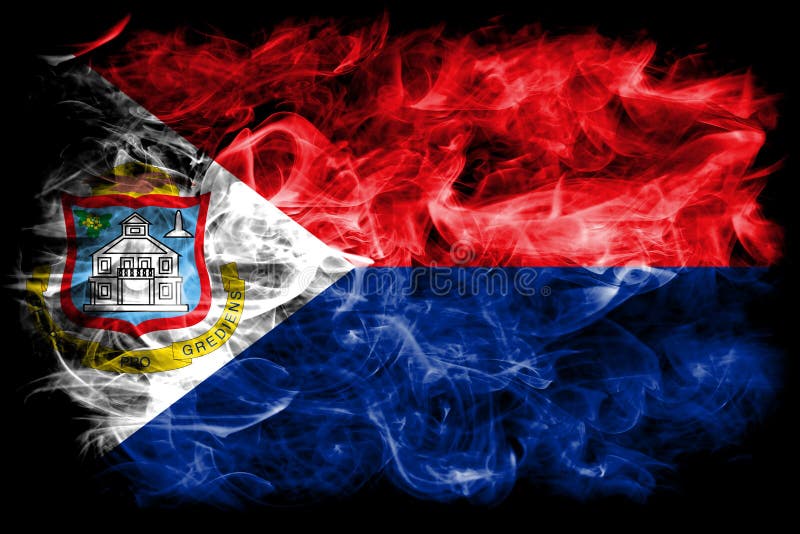 Sint Maarten rökflagga, nederländsk beroende territoriumflagga royaltyfri illustrationer Sint Maarten rökflagga, nederländsk beroende territoriumflagga royaltyfri illustrationer