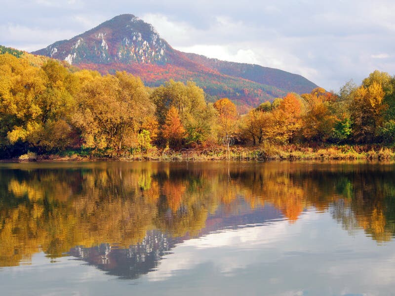 Sip hill and Vah river in autumn