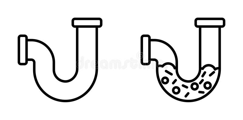 Siphon pipe icon. Clogged water flow problem illustration vector illustration