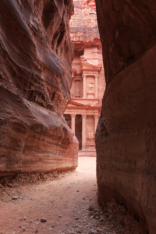 The Siq leading up to the Trausury in Petra, Jordan