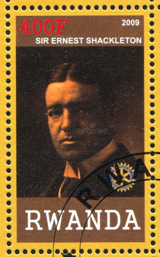 RWANDA - CIRCA 2009: stamp printed by Rwanda, shows Ernest Shackleton, circa 2009. RWANDA - CIRCA 2009: stamp printed by Rwanda, shows Ernest Shackleton, circa 2009