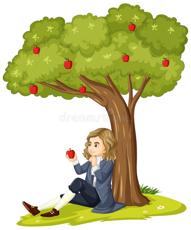 Sir isaac newton som sätter ner äppelträdet