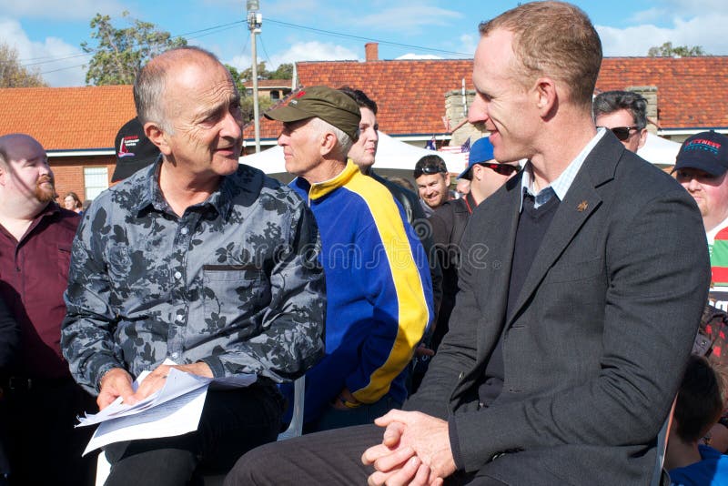 Sir Tony Robinson and Mark Donaldson, VC, Fremantl stock image Sir Tony Robinson and Mark Donaldson, VC, Fremantl stock image